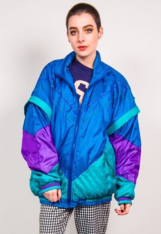 Vintage 90's Colourblock Shell Tracksuit Jacket Top | The Vintage Scene ...