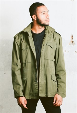 VINTAGE KHAKI GREEN MILITARY PARKA COAT
