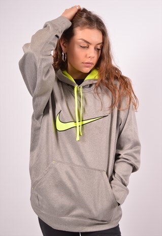 VINTAGE NIKE HOODIE JUMPER LOOSE FIT GREY