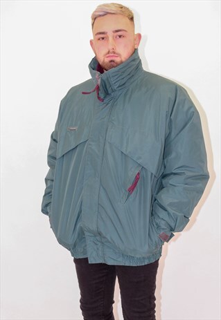 VINTAGE COLUMBIA COAT IN GREEN LARGE INNER REMOVABLE JACKET