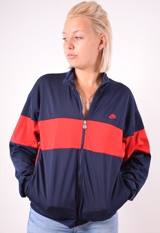 NIKE WOMENS VINTAGE TRACKSUIT TOP JACKET MEDIUM BLUE 90S