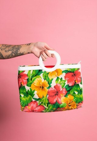 90S VINTAGE MULTI COLOURED HIBISCUS HAWAIIAN FLOWER