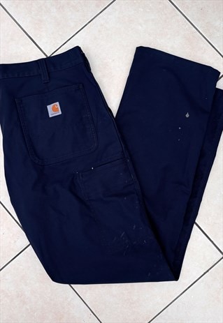 Vintage carhartt navy blue cargo trousers 38 x 34