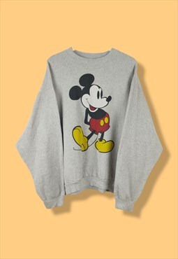 Vintage Disney 90s Mickey Sweatshirt in Grey XL