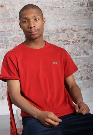 VINTAGE LACOSTE LOGO PIQUE KNIT T-SHIRT RED