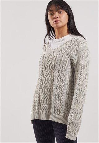 VINTAGE RALPH LAUREN V-NECK CABLE KNIT JUMPER