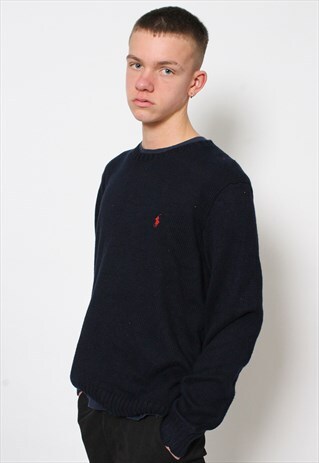 VINTAGE RALPH LAUREN NAVY KNITTED JUMPER