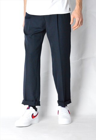 VINTAGE 90S NAVY BLUE WOOL BLEND PANTS