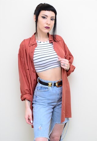 VINTAGE 90'S GENUINE SILK AMBER OVERSIZED SHIRT