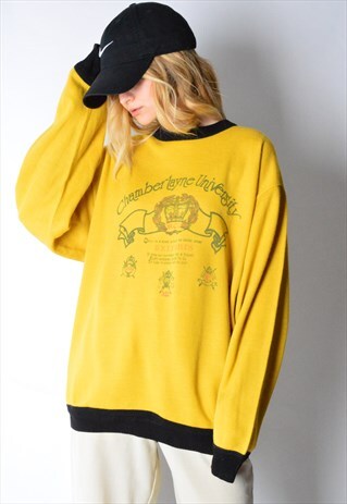 VINTAGE 80S YELLOW UNIVERSITY SWEATSHIRT