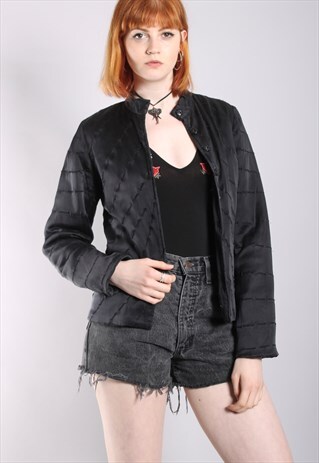 VINTAGE 90S SILK EMBROIDERED POPPER JACKET