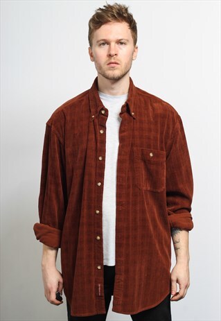 VINTAGE CORDUROY CORD SHIRT BROWN