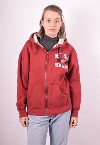 NFL WOMENS VINTAGE DETROIT HOODIE JACKET MEDIUM RED 90'S