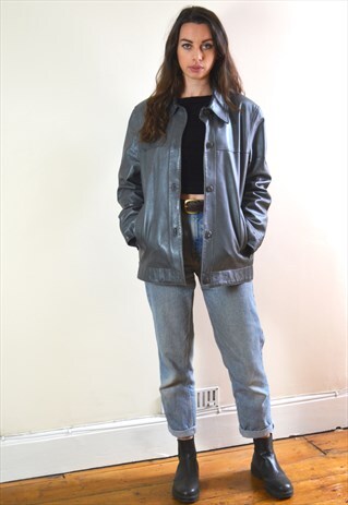 1990S VINTAGE GREY LEATHER JACKET