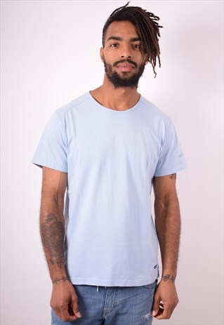 CHAMPION MENS VINTAGE T-SHIRT TOP LARGE BLUE 90S