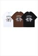 ANGELS T-SHIRT SAINT PRINT TEE GRUNGE SKULL TOP IN BROWN
