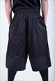  BLACK MESH PATCHWORK RELAXED FIT BASKETBALL SHORTS SPORT