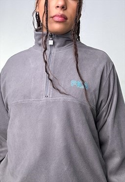 Grey 90s FILA 1/4 Zip Fleece Sweatshirt