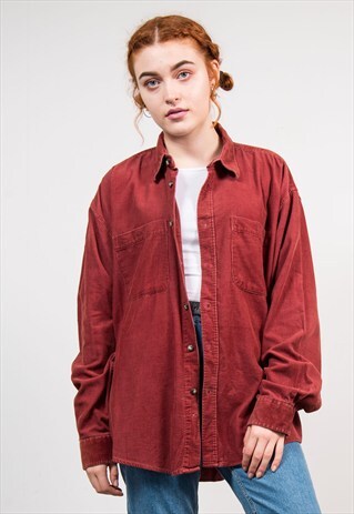 VINTAGE DARK RED 90'S CORD SHIRT
