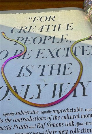 SERPENTINE CIRCUS. Rainbow Snake Herringbone Chain Necklace