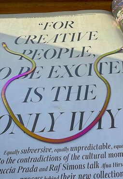 SERPENTINE CIRCUS. Rainbow Snake Herringbone Chain Necklace