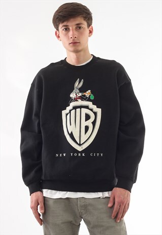 VINTAGE WARNER BROS LOONEY TUNES CREW NECK 90S BLACK