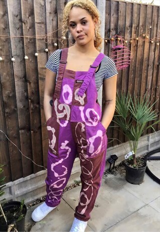 BAGGY OVERSIZED UNISEX OVERDYE ACID WASH DUNGAREES