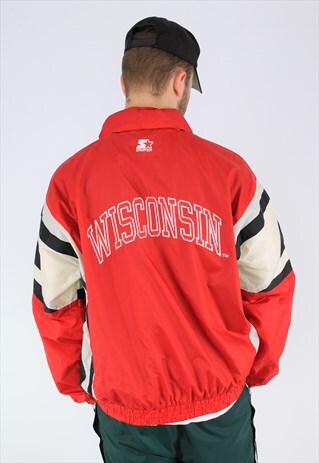 WISCONSIN BADGERS 90S VINTAGE SPORTS RAIN JACKET