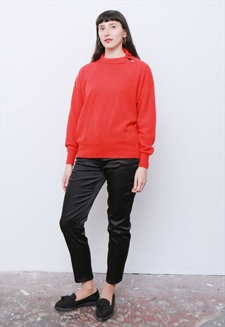 80'S VINTAGE RED SOFT WOOL JUMPER