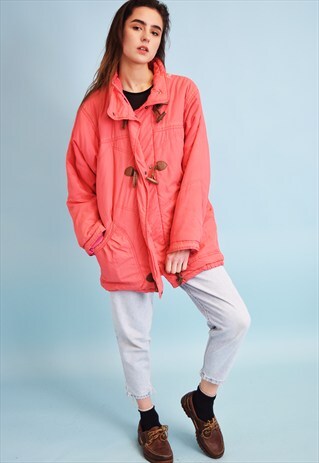 80'S RETRO SPORTS PUFFER PADDED PINK JACKET COAT