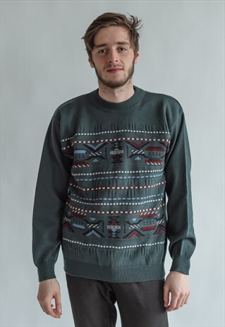 VINTAGE 80S GREEN FUNKY JUMPER