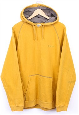 Vintage Columbia Hoodie Yellow With Tonal Chest Logo 90s