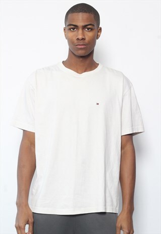 VINTAGE TOMMY HILFIGER LOGO T-SHIRT CREAM