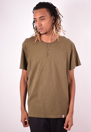 CARHARTT MENS VINTAGE T-SHIRT TOP XXL KHAKI 90S