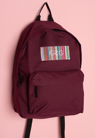 G&G UNISEX BURGUNDY VINTAGE PATCH BACKPACK