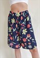 VINTAGE 90S RELAXED FLORAL PATTERN MIDI WOMENS SHORTS M