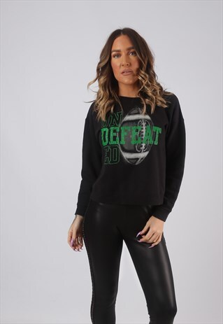 SWEATSHIRT JUMPER SWEAT LOGO PRINT VINTAGE UK 8 - 10 (CKHH)