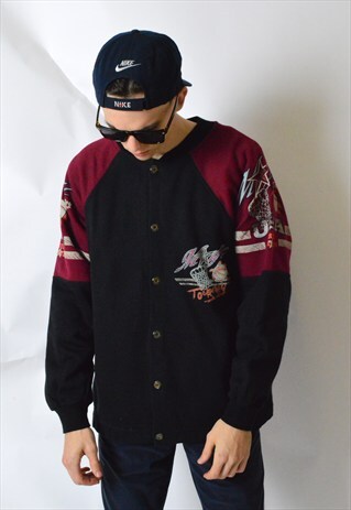 VINTAGE 80S COLOUR BLOCK BASKETBALL JACKET