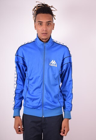 KAPPA MENS VINTAGE TRACKSUIT TOP JACKET LARGE BLUE 90S