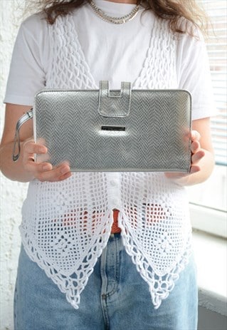 Vintage Silver/Metallic Snake Skin Style Clutch