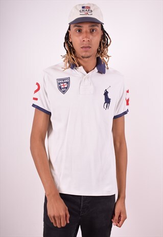 POLO RALPH LAUREN MENS VINTAGE POLO SHIRT LARGE WHITE 90S