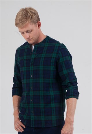 CHECK SHIRT WITH GRANDAD COLLAR