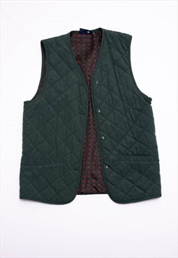 Vintage 80s Green Embroidery Prolonged Unisex Vest M