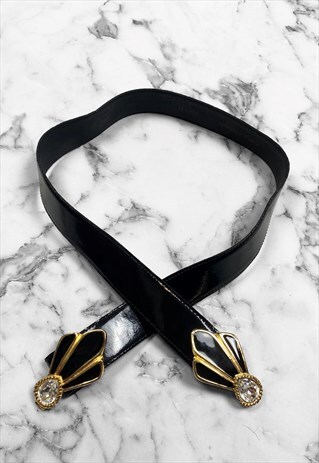 STEPHEN COLLINS VINTAGE 80'S BLACK PATENT LEATHER BELT