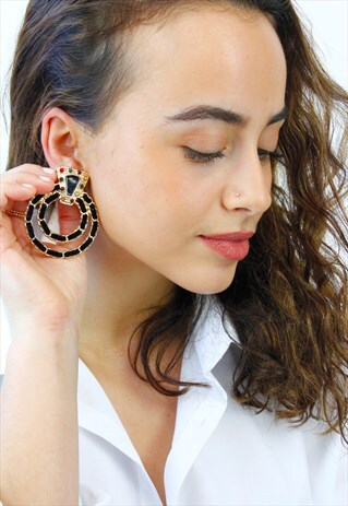 BLACK VELVET RHINESTONE EARRINGS
