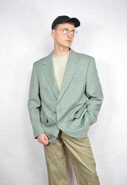 Vintage light green classic 80's suit blazer