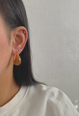 Brown Marble Resin Earrings