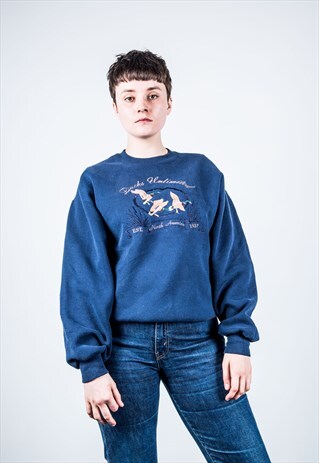 VINTAGE 1990S NAVY BLUE DUCK SWEATER