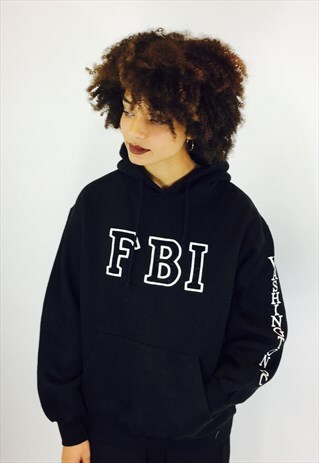 USA FBI BLACK EMBROIDERED HOODIE