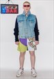 VINTAGE 90-Y2K FESTIVAL DENIM GILET IN LIGHT BLUE